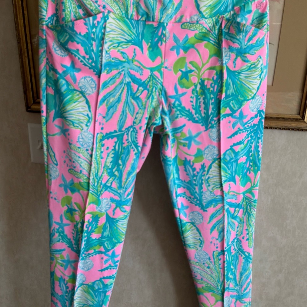 Lilly Pulitzer Pink, Aqua & Lime Tropical Print LeggingsLilly